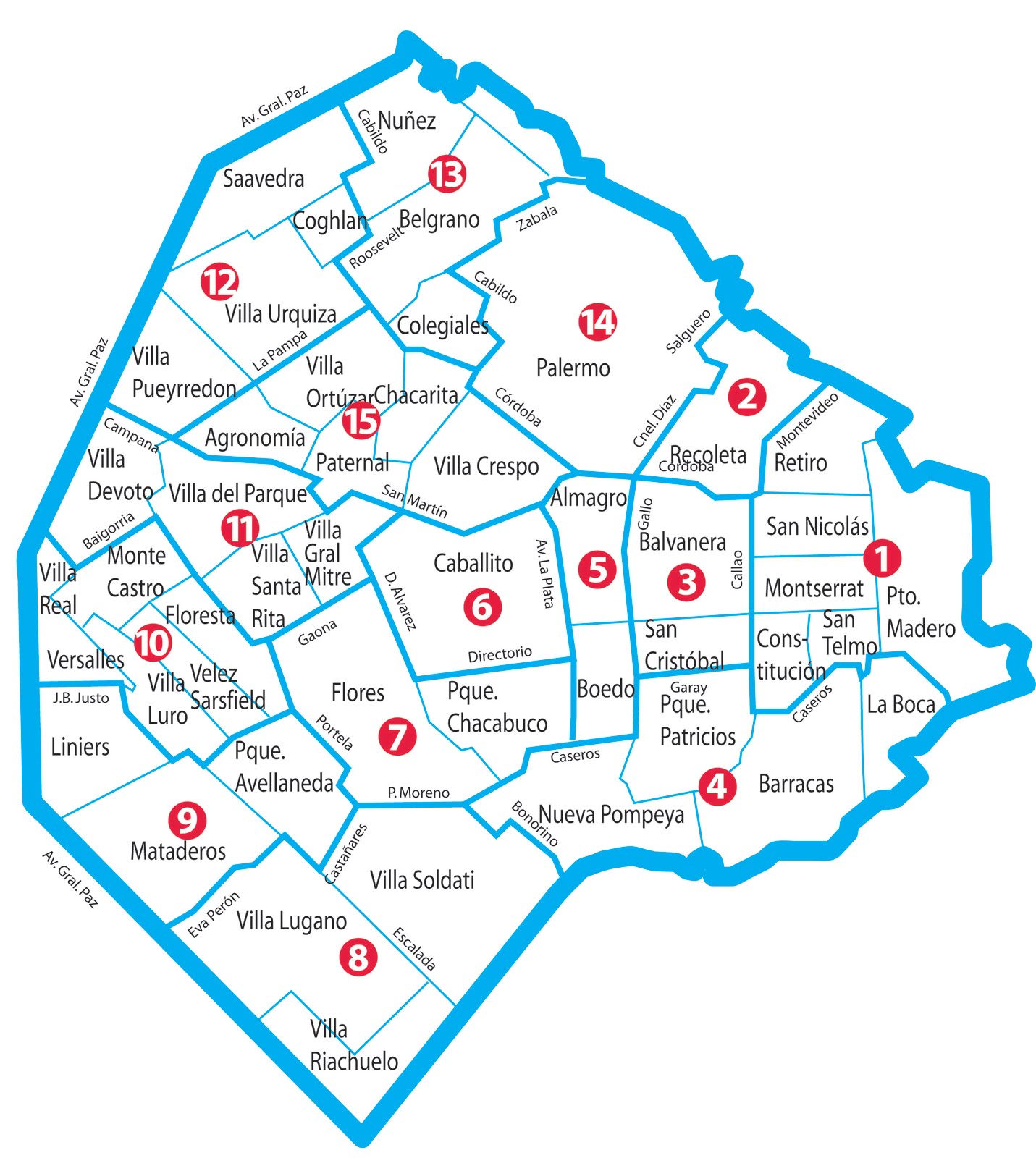 Mapa de Comunas porteñas